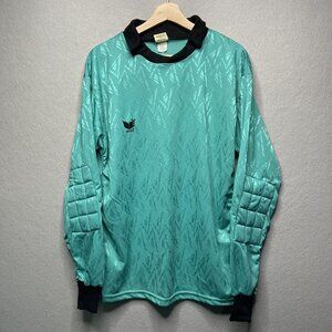 Erima Vintage Goalkeeper Shirt A/L Teal Black Padded Long Sleeve USA Made